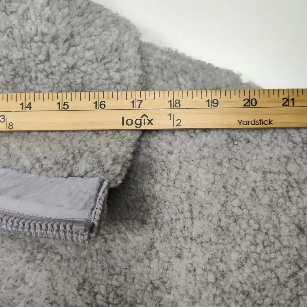 Roaman's Teddy-Bear Jacket Women's 1X 22/24 Gray‎ Full-Zip Pockets Wide Collar